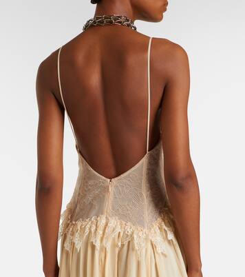 Lace-trimmed georgette maxi dress | Blumarine