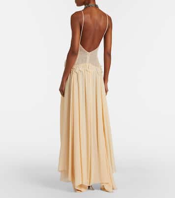 Lace-trimmed georgette maxi dress | Blumarine