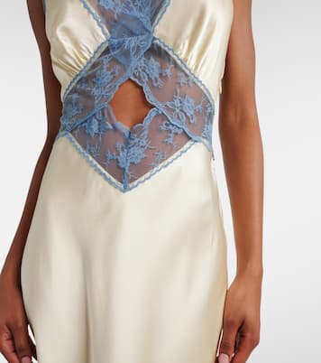 Vestido largo de seda con encaje | SIR