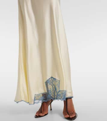 Vestido largo de seda con encaje | SIR