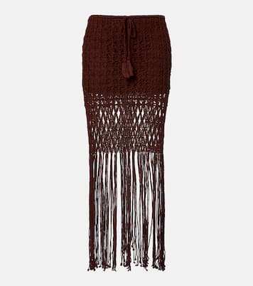 Crochet fringed cotton miniskirt | Anna Kosturova
