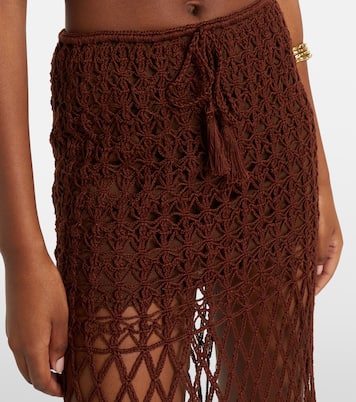 Crochet fringed cotton miniskirt | Anna Kosturova