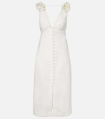 Floral-appliqué linen midi dress | Farm Rio
