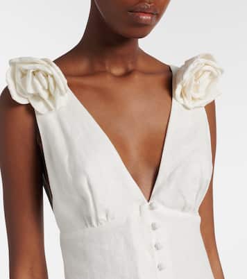 Floral-appliqué linen midi dress | Farm Rio