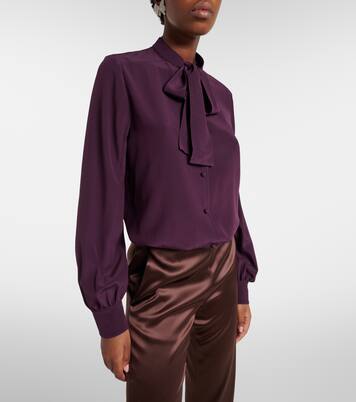 Tie-neck silk crêpe de chine blouse | Valentino