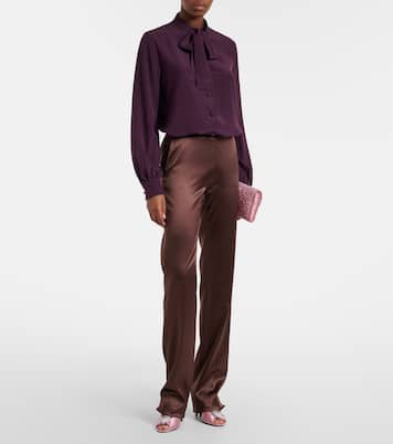 Tie-neck silk crêpe de chine blouse | Valentino