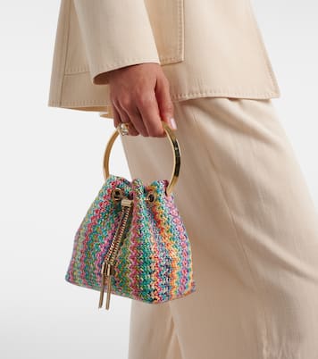 Bon Bon Small raffia-effect bucket bag | Jimmy Choo