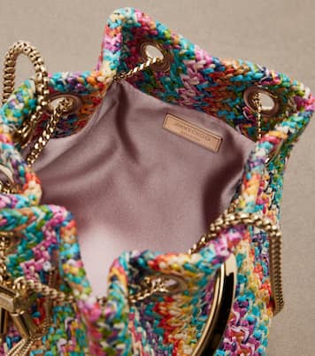 Bon Bon Small raffia-effect bucket bag | Jimmy Choo