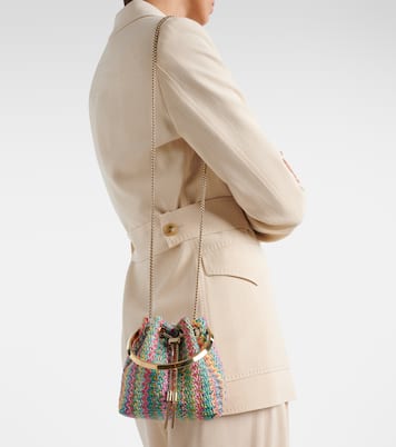 Bon Bon Small raffia-effect bucket bag | Jimmy Choo