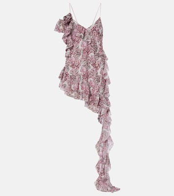Zoe floral ruffled asymmetric minidress | Bananhot