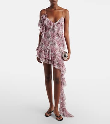 Zoe floral ruffled asymmetric minidress | Bananhot