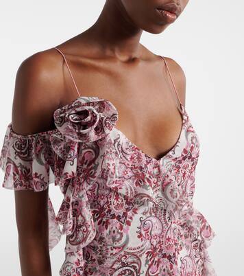 Zoe floral ruffled asymmetric minidress | Bananhot