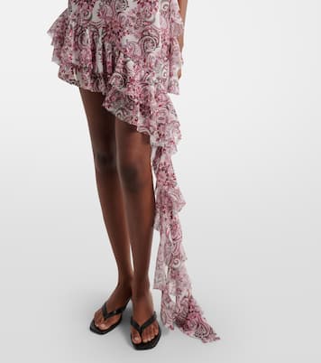 Zoe floral ruffled asymmetric minidress | Bananhot
