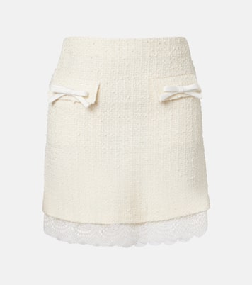 Lace-trimmed bouclé miniskirt | Self-Portrait