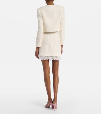 Lace-trimmed bouclé miniskirt | Self-Portrait