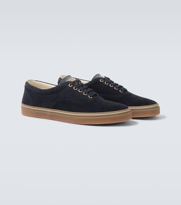 Leather-trimmed suede sneakers | Brunello Cucinelli