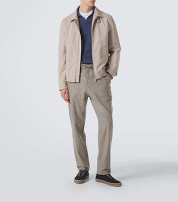 Leather-trimmed suede sneakers | Brunello Cucinelli