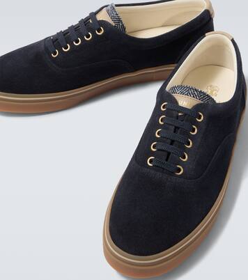 Leather-trimmed suede sneakers | Brunello Cucinelli