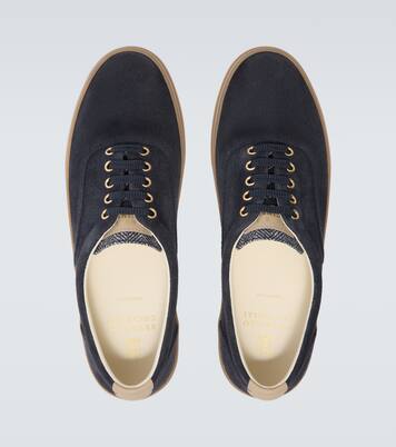 Leather-trimmed suede sneakers | Brunello Cucinelli