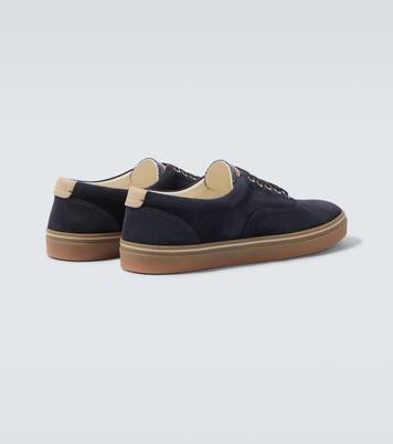 Leather-trimmed suede sneakers | Brunello Cucinelli