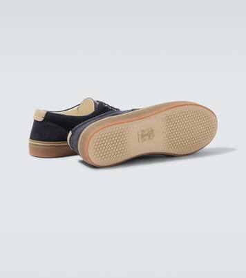 Leather-trimmed suede sneakers | Brunello Cucinelli