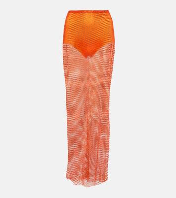 Crystal-embellished mesh maxi skirt | Giuseppe di Morabito