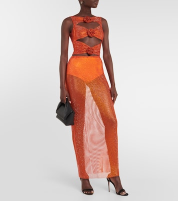 Crystal-embellished mesh maxi skirt | Giuseppe di Morabito