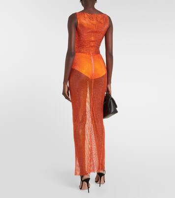 Crystal-embellished mesh maxi skirt | Giuseppe di Morabito