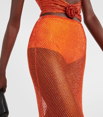 Crystal-embellished mesh maxi skirt | Giuseppe di Morabito