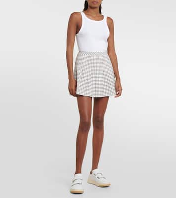 Checked pleated jersey tennis skirt | Tory Sport
