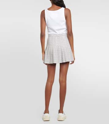 Checked pleated jersey tennis skirt | Tory Sport