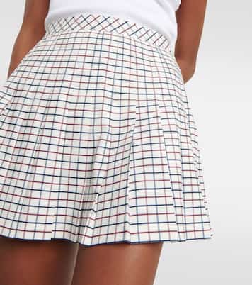 Checked pleated jersey tennis skirt | Tory Sport