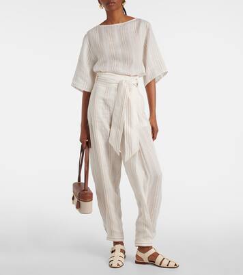 Top Mara rayé en lin | Loro Piana