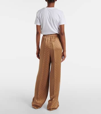 Pantaloni a gamba larga GG in raso | Gucci