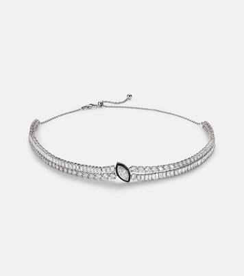 18kt white gold and enamel choker with diamonds | Kamyen