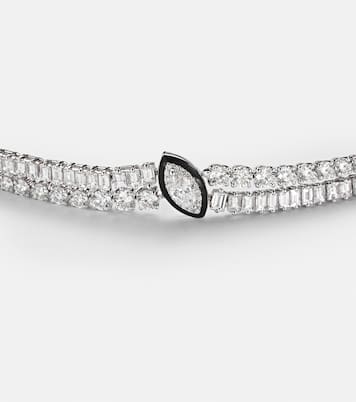 18kt white gold and enamel choker with diamonds | Kamyen