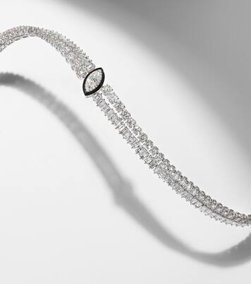 18kt white gold and enamel choker with diamonds | Kamyen