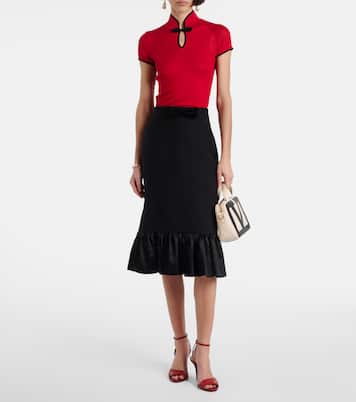 Falda midi de Crepe Couture con satén | Valentino