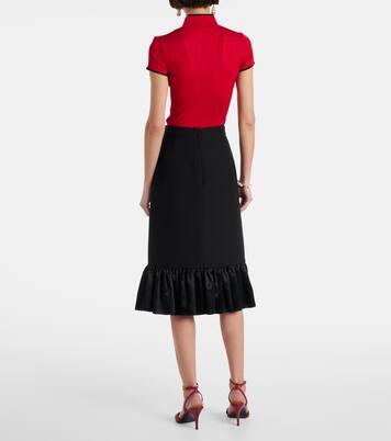 Falda midi de Crepe Couture con satén | Valentino