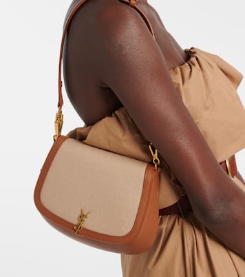 Bolso al hombro Voltaire de lona y piel | Saint Laurent