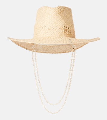 Fedora en paille à logo et perles fantaisie | Ruslan Baginskiy