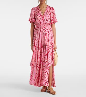 Robe midi Mabelle imprimée en satin | Poupette St Barth