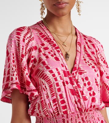 Robe midi Mabelle imprimée en satin | Poupette St Barth