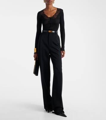 Top in seta semitrasparente con pizzo | Saint Laurent