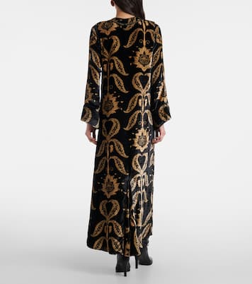 Abito lungo in velluto con ricamo | Johanna Ortiz