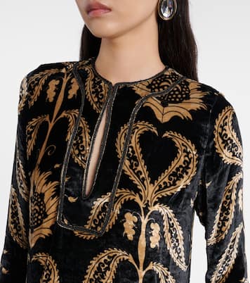 Abito lungo in velluto con ricamo | Johanna Ortiz