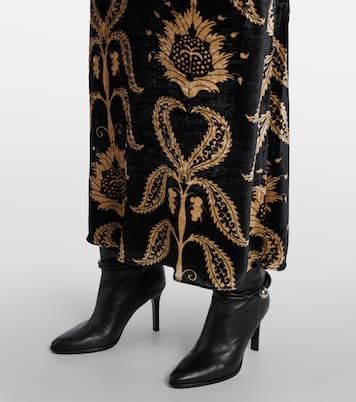 Abito lungo in velluto con ricamo | Johanna Ortiz