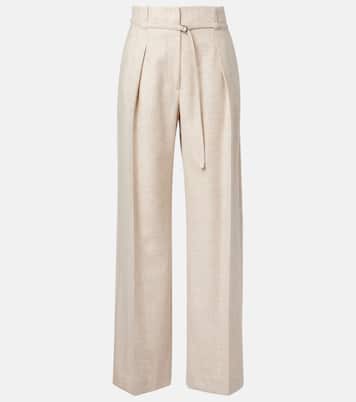 Belted wool and cashmere wide-leg pants | Brunello Cucinelli