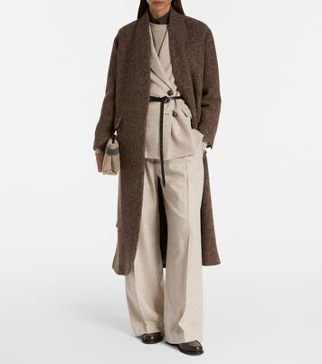 Belted wool and cashmere wide-leg pants | Brunello Cucinelli