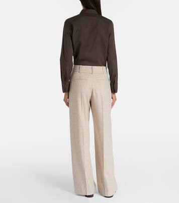 Belted wool and cashmere wide-leg pants | Brunello Cucinelli